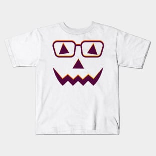 Halloween pumpkin smiley face with glassess Kids T-Shirt